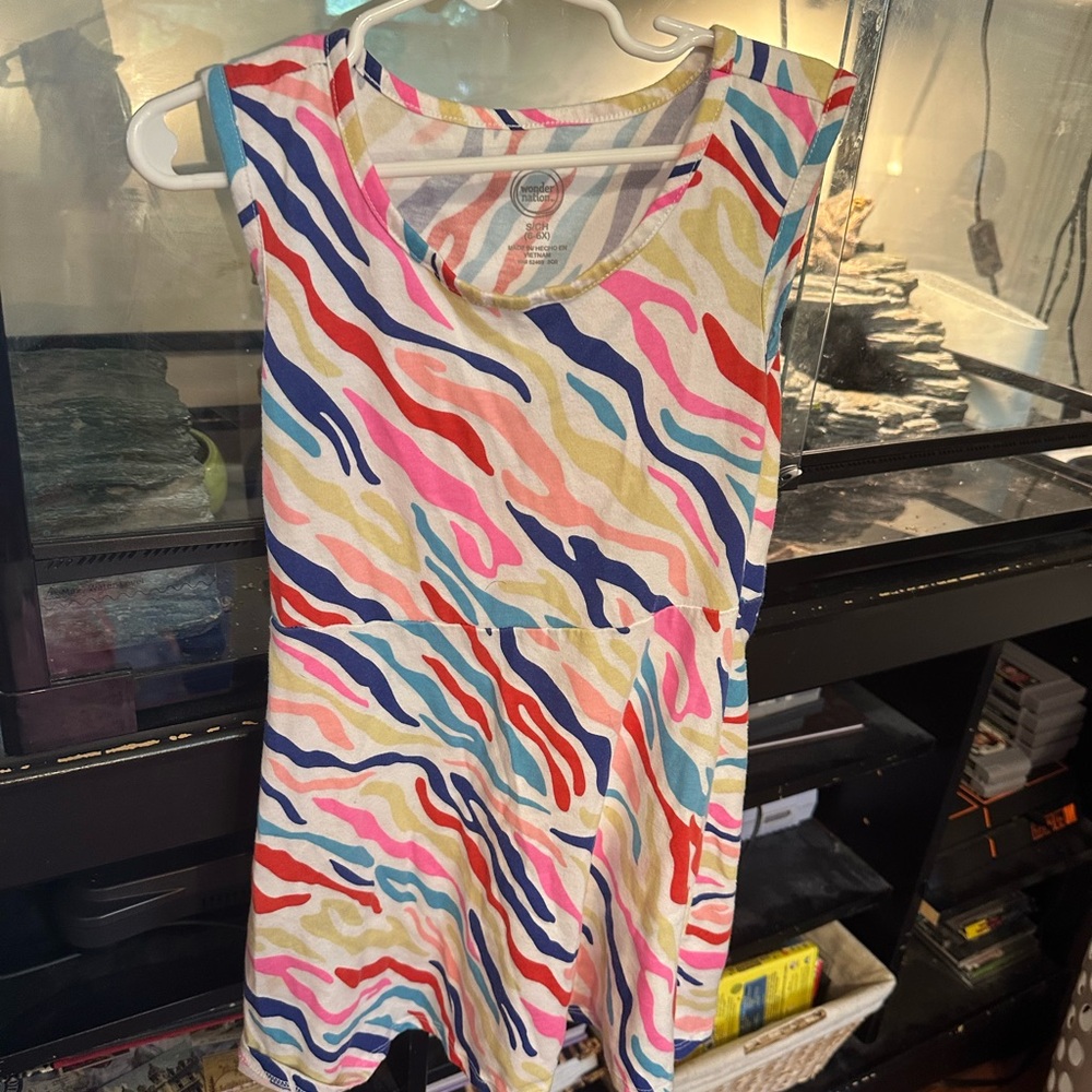 Wonder Nation Pink and Orange Graphic Tank Dress